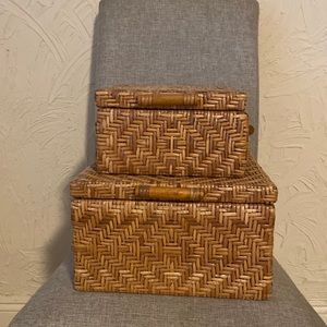 Rattan woven storage boxes